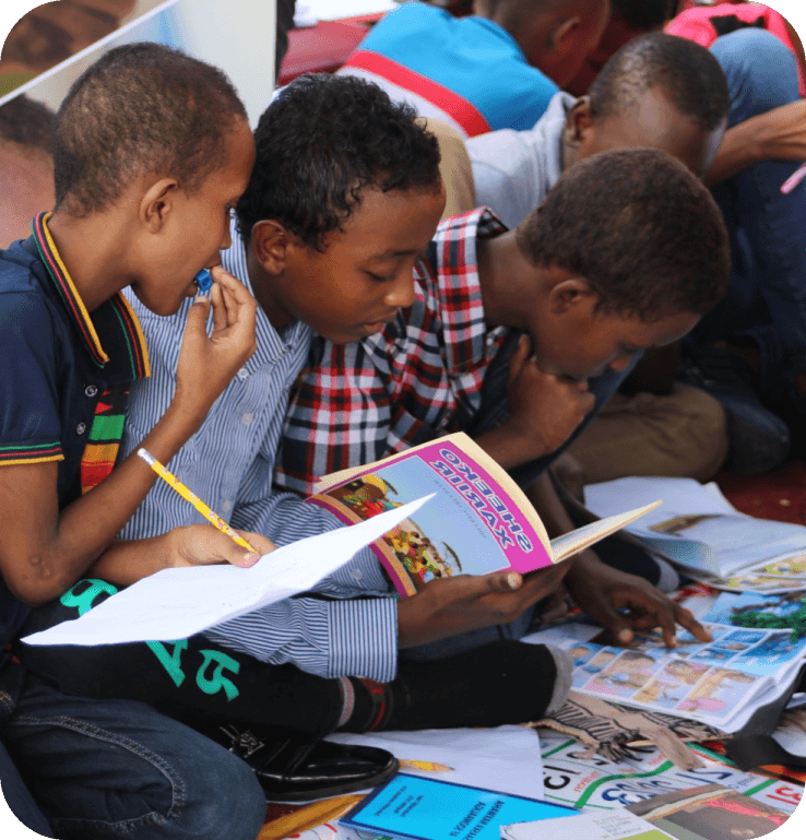 children reading book