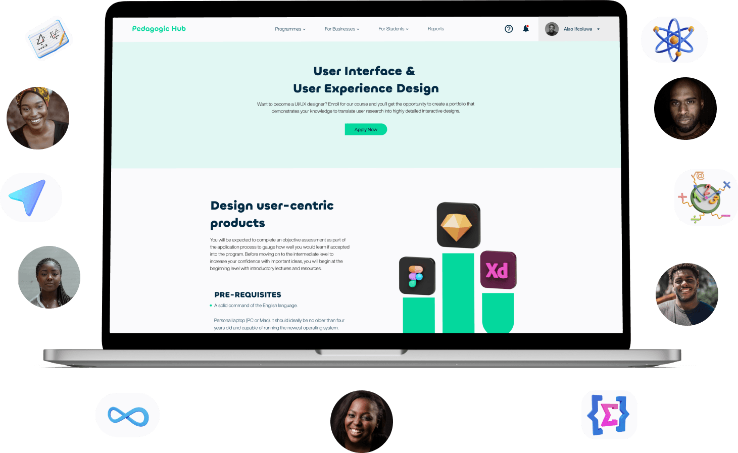 course design open in a laptop