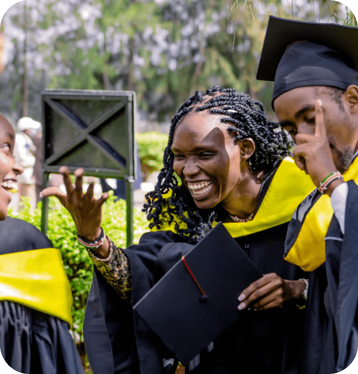 student wearing gown on graduation day